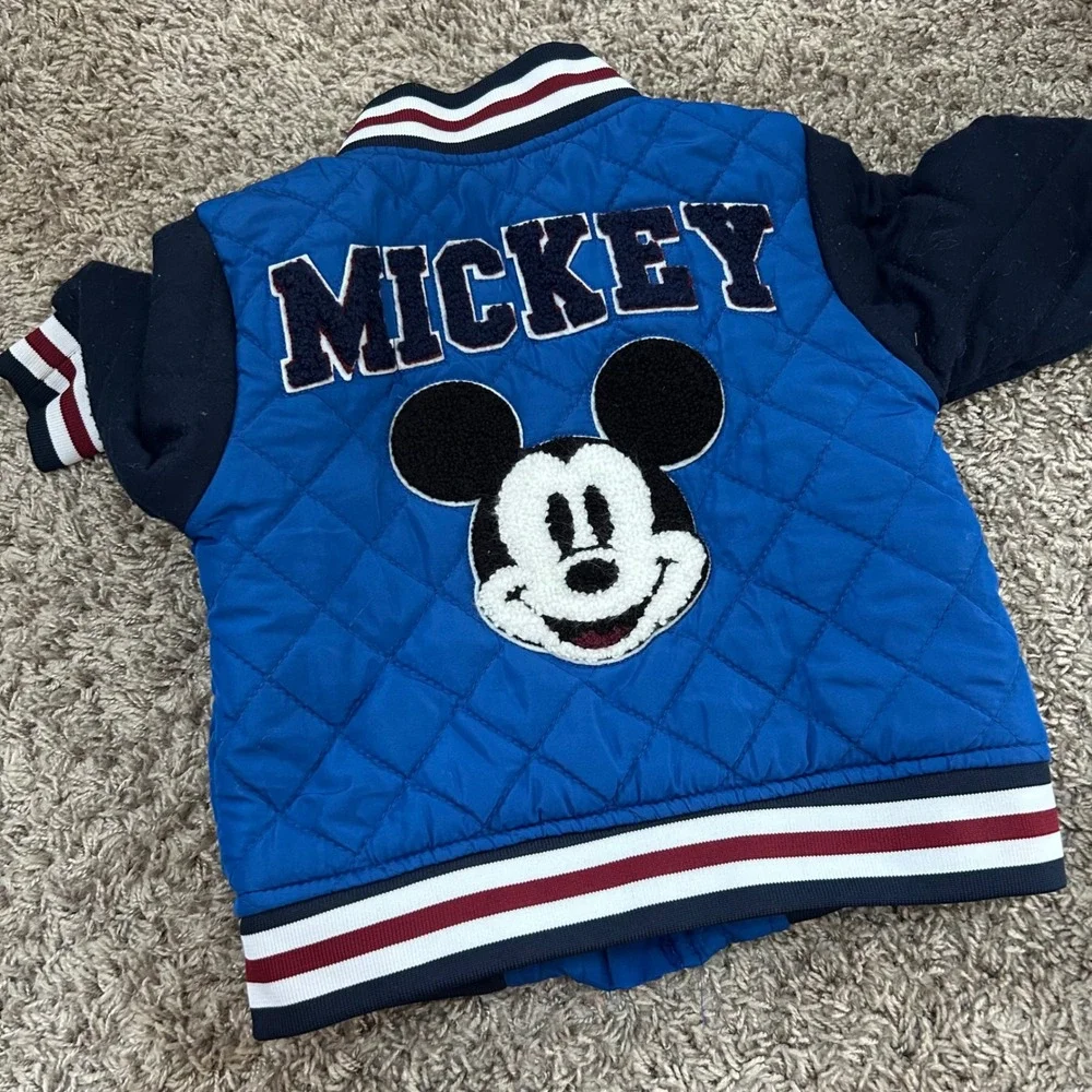 Disney Junior Mickey Mouse Toddler Bomber Jacket Quilted‎ Blue 2T